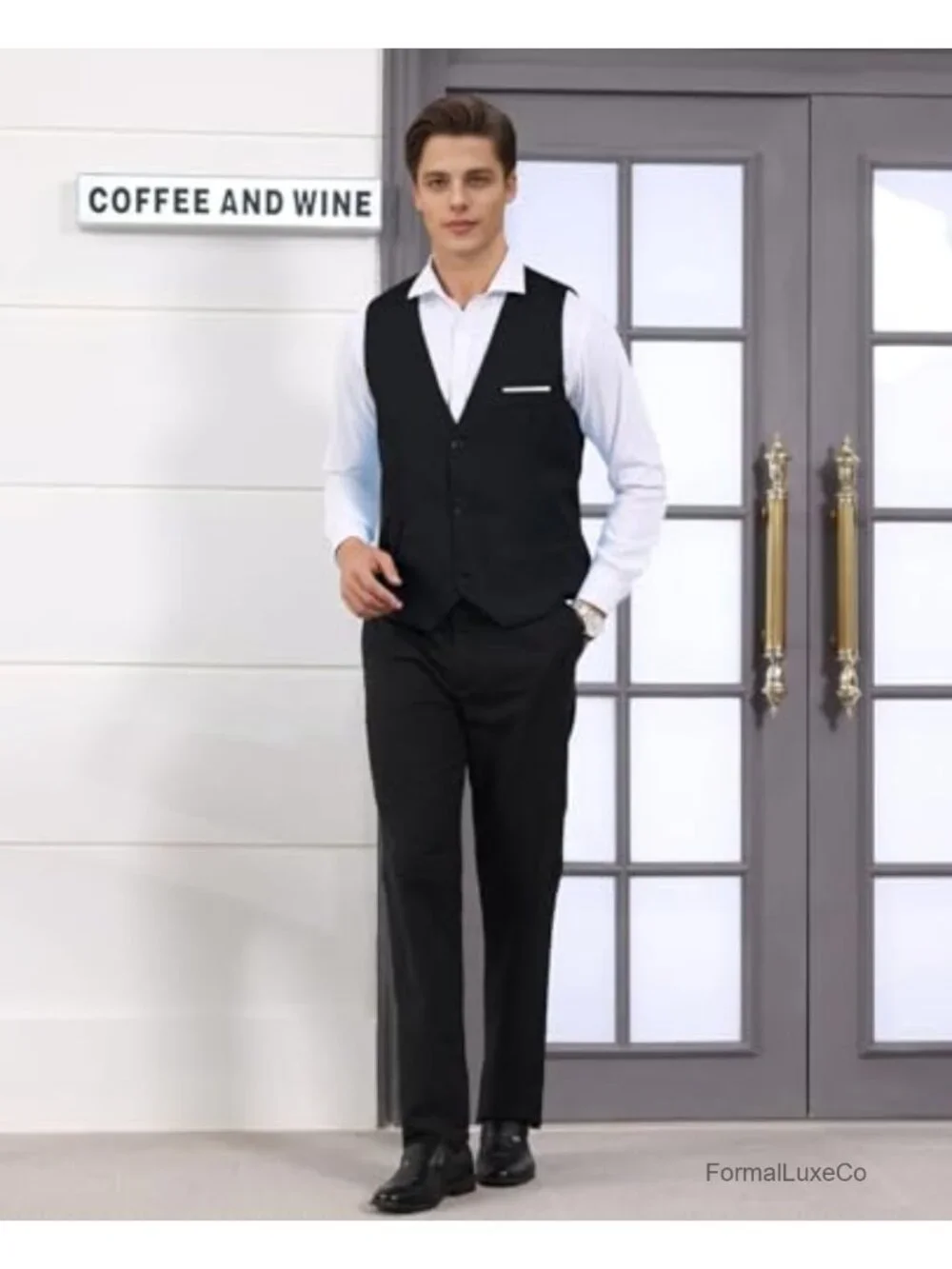 Men's Slim Fit Sleeveless Suit Vest Waistcoat Formal Business Tuxedo Vest